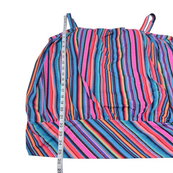 Swimsuits For All Multicolor Striped Tankini Top With Built-In Bra Size 26 - Picture 7 of 10